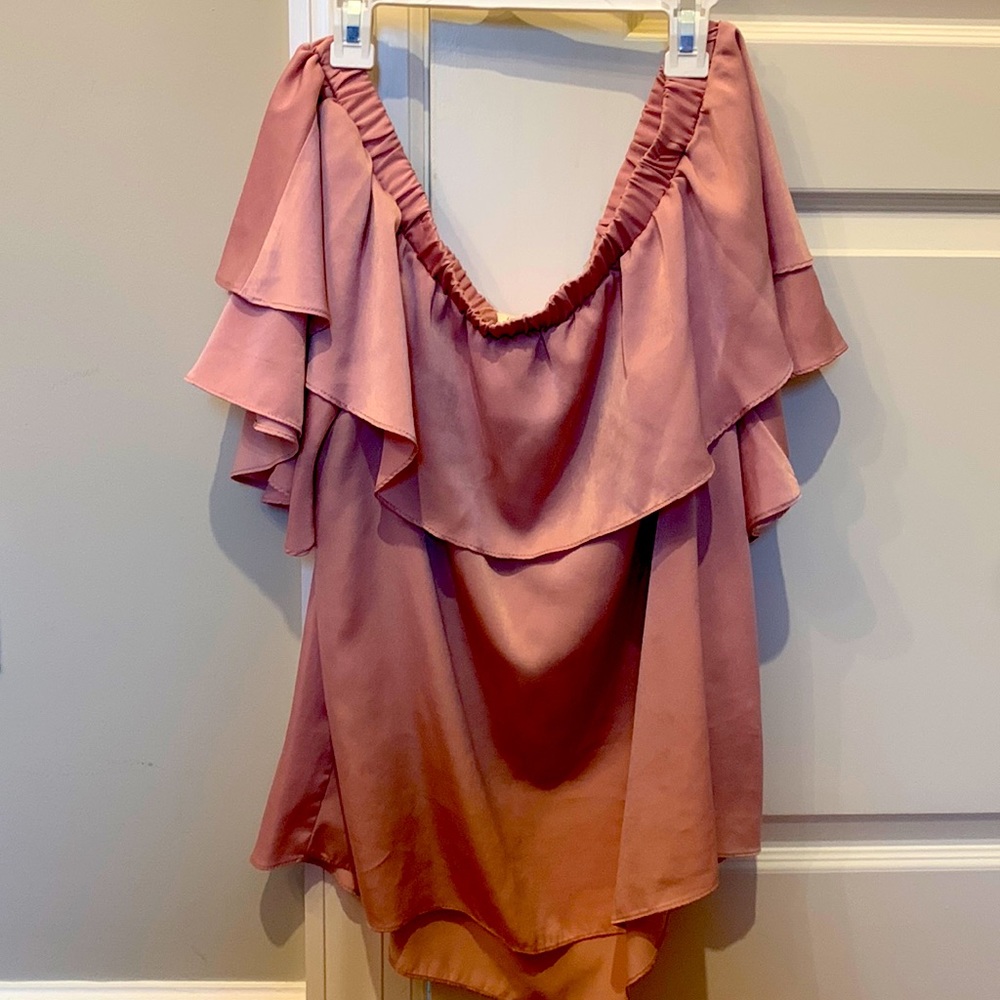Off the should ,  fun ,  satin boutique blouse